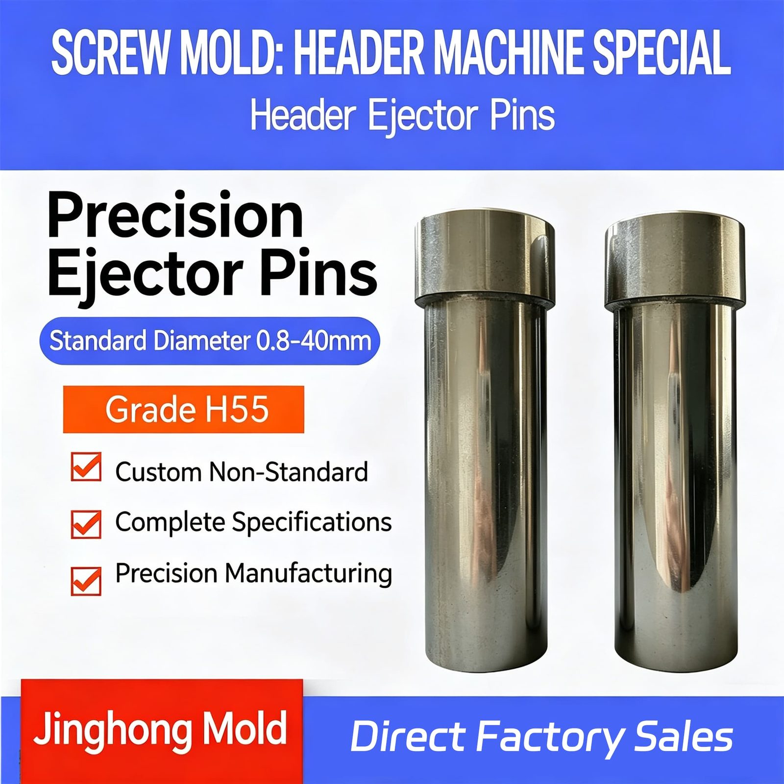 H55+ High-Speed Steel Ejector Pin / KO Pin